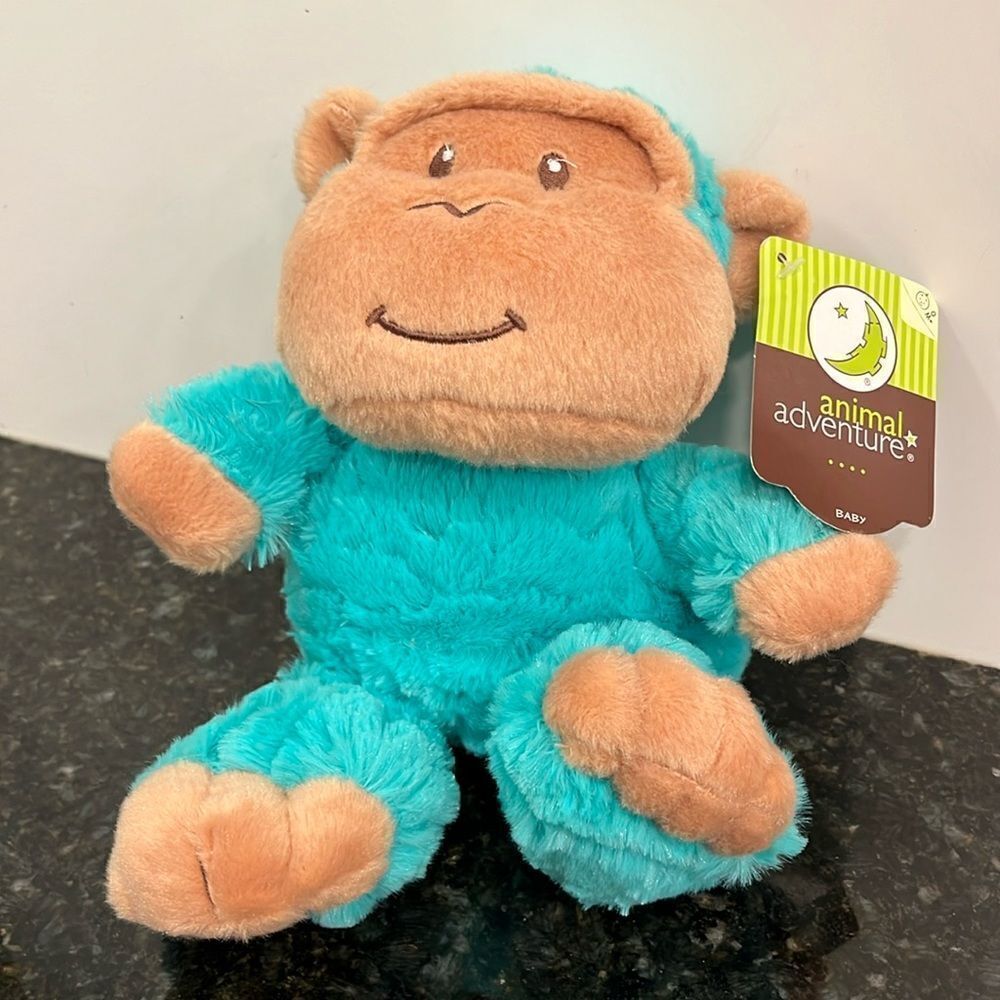 Animal Adventure Green Monkey Lovey Security Plush Rattle. Size 11” . NWT